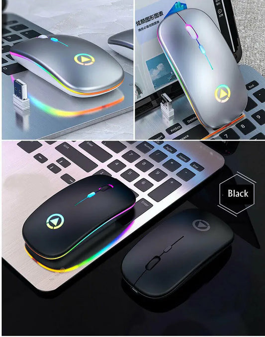 Mouse USB Inalámbrico Recargable RGB de 2.4GHz