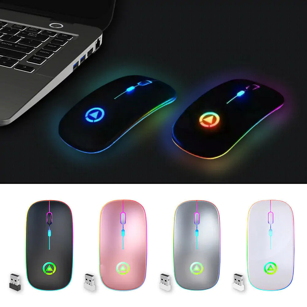 Mouse USB Inalámbrico Recargable RGB de 2.4GHz