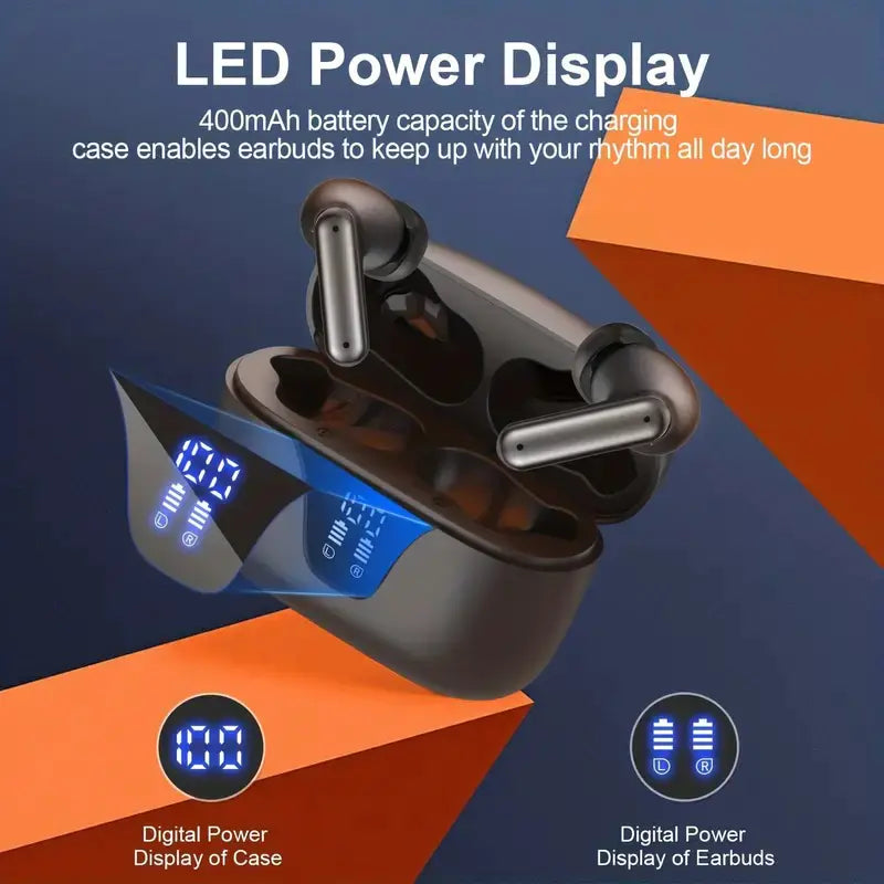 60H Long-Last Bluetooth Buds with LED Display