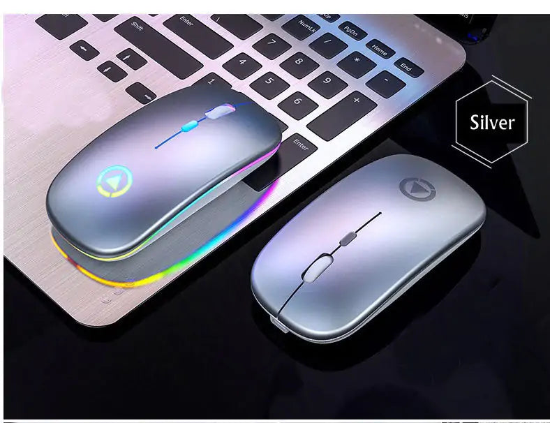 Mouse USB Inalámbrico Recargable RGB de 2.4GHz