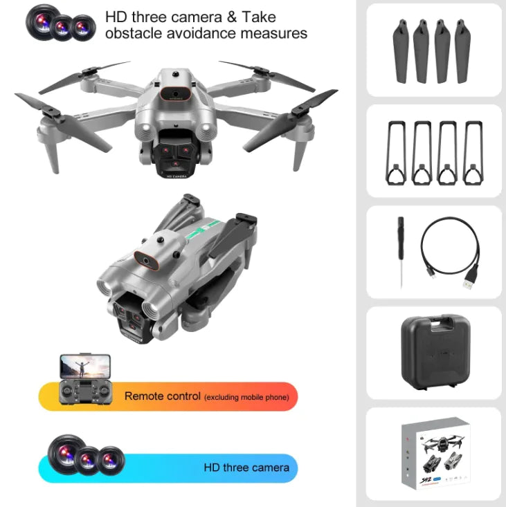 Cuadricóptero S92 Control Remoto con Triple Cámara y Posicionamiento de Flujo Óptico