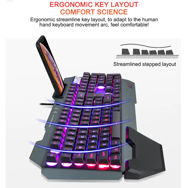 Teclado Mecánico Ergonómico con Iluminación RGB