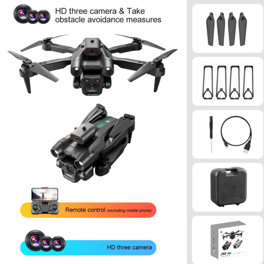 Cuadricóptero S92 Control Remoto con Triple Cámara y Posicionamiento de Flujo Óptico