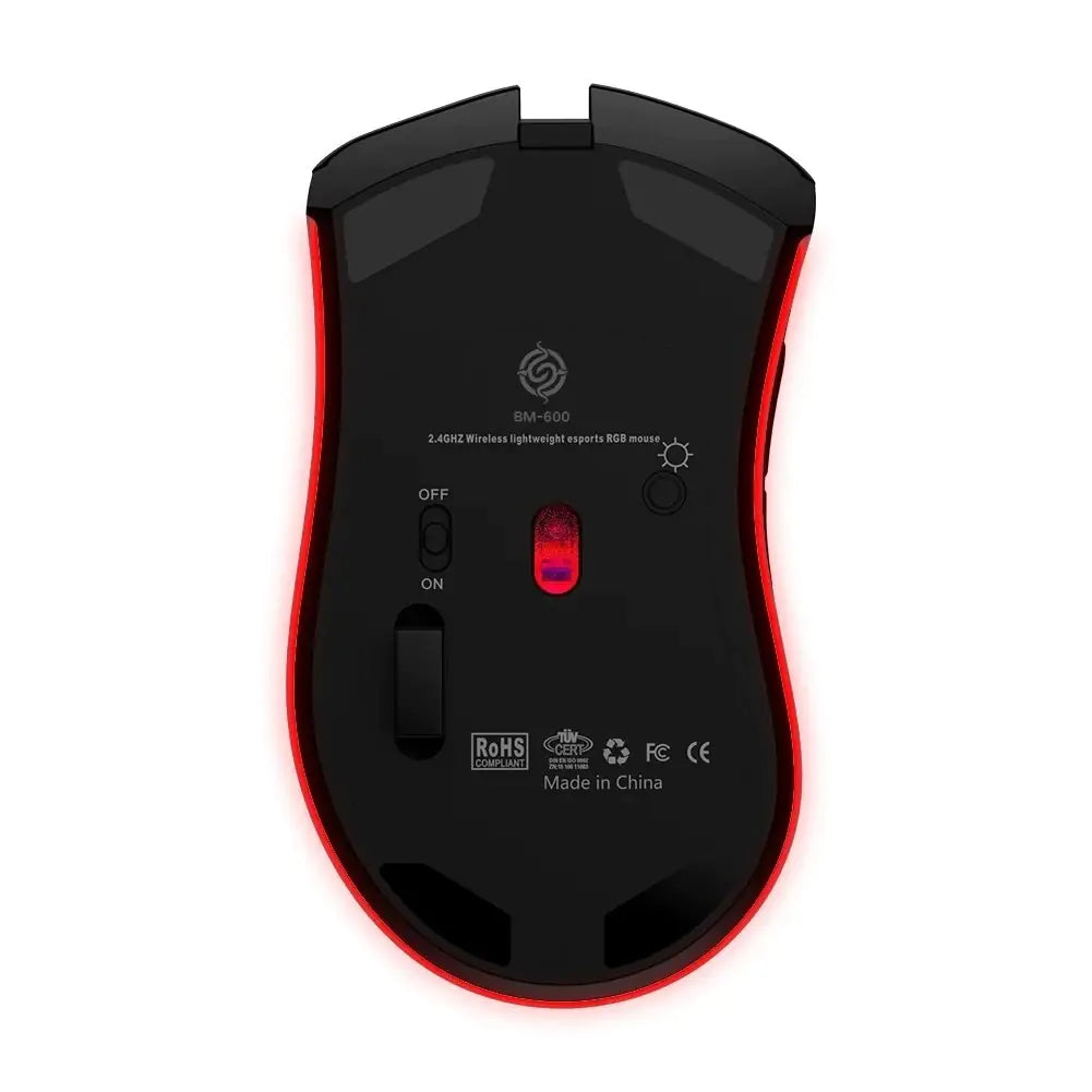 Mouse Inalámbrico Recargable BM600 con RGB para PC